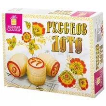 Русское лото классическое с деревянными бочонками в картонной упаковке Золотая Сказка
