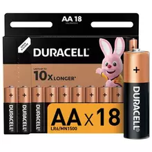 Батарейки комплект 18 шт. Duracell Basic AA (LR06 15А) алкалиновые пальчиковые