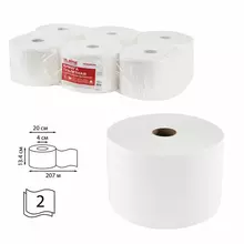 Бумага туалетная с центральной вытяжкой 207 м. Laima (Система T8) PREMIUM 2-слойная белая комплект 6 рулонов