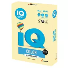 Бумага цветная IQ color большой формат (297х420 мм.) А3 80г./м2 500 л. пастель желтая