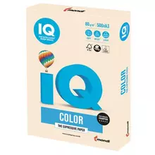 Бумага цветная IQ color большой формат (297х420 мм.) А3 80г./м2 500 л. пастель кремовая