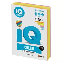 Бумага цветная IQ color А4 80г./м2 200 л. (4 цвета x 50 листов) микс неон