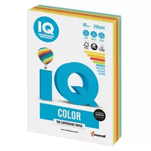 Бумага цветная IQ color А4 80г./м2 250 л. (5 цветов x 50 листов) микс интенсив