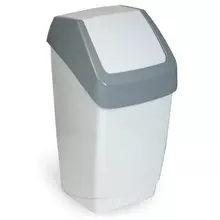 Ведро-контейнер 15 л. с крышкой (качающейся) для мусора "Хапс" 46х26х25 см. серое IDEA