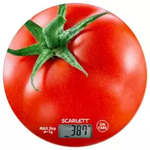 Весы кухонные Scarlett "Помидор" электронный дисплей max вес 5 кг. тарокомпенсация стекло