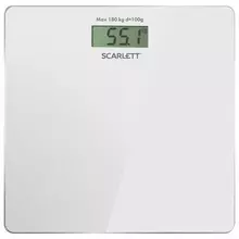 Весы напольные Scarlett , электронные, вес до 180 кг. квадратные, стекло, белые