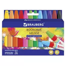 Восковые мелки утолщенные Brauberg "Академия" набор 12 цветов на масляной основе яркие цвета