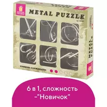 Головоломки металлические Золотая Сказка (уровень сложности "НОВИЧОК") набор 6 шт.