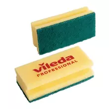 Губки Vileda "Виледа" комплект 10 шт. для любых поверхностей желтые зеленый абразив 7х15 см.