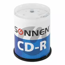 Диски CD-R Sonnen, 700 Mb, 52x, Cake Box (упаковка на шпиле) комплект 100 шт.