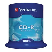 Диски CD-R VERBATIM 700 Mb 52х, комплект 100 шт. Cake Box