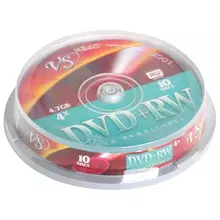 Диски DVD + RW VS 4,7 Gb 4x, комплект 10 шт. Cake Box