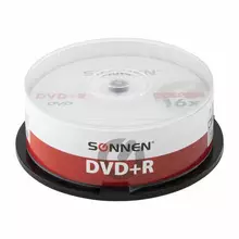 Диски DVD+R Sonnen 47 Gb 16x Cake Box (упаковка на шпиле) комплект 25 шт.