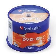 Диски DVD-R(минус) VERBATIM 4,7 Gb 16x, комплект 50 шт. Cake Box