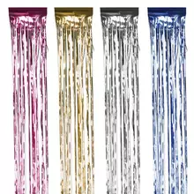 Дождик новогодний, ширина 100 мм. длина 1,5 м. ассорти (серебро, золото, красный, синий) 