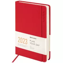 Ежедневник датированный 2023 А5 138x213 мм. Brauberg "Flap" красный