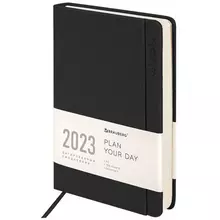 Ежедневник датированный 2023 А5 138x213 мм. Brauberg "Flap" черный