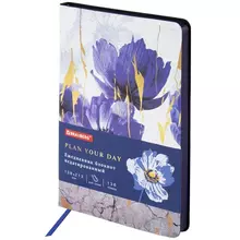 Ежедневник недатированный А5 (138х213 мм.) Brauberg VISTA под кожу гибкий 136 л. "Blue flowers"