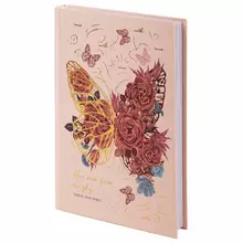 Ежедневник недатированный А5 (145х215 мм.) ламинированная обложка с фольгой 128 л. Staff "Butterfly"