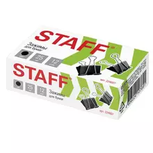 Зажимы для бумаг Staff "Everyday" комплект 12 шт. 25 мм. на 100 листов черные