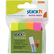 Закладки клейкие HOPAX неоновые бумажные 12х50 мм. 4 цвета х 100 листов