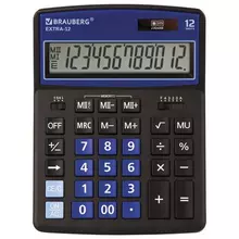 Калькулятор настольный Brauberg Extra-12-BKBU (206x155 мм.) 12 разрядов, двойное питание, черно-синий