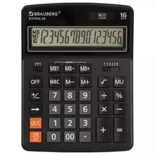 Калькулятор настольный Brauberg Extra-16-BK (206x155 мм.) 16 разрядов, двойное питание, черный