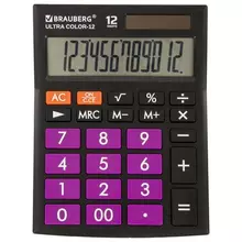 Калькулятор настольный Brauberg ULTRA COLOR-12-BKPR (192x143 мм.) 12 разрядов двойное питание ЧЕРНО-фиолетовый