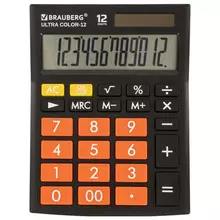 Калькулятор настольный Brauberg ULTRA COLOR-12-BKRG (192x143 мм.) 12 разрядов, двойное питание, ЧЕРНО-ОРАНЖЕВЫЙ