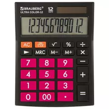 Калькулятор настольный Brauberg ULTRA COLOR-12-BKWR (192x143 мм.) 12 разрядов, двойное питание, ЧЕРНО-МАЛИНОВЫЙ