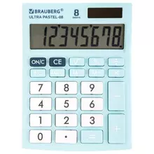 Калькулятор настольный Brauberg ULTRA PASTEL-08-LB КОМПАКТНЫЙ (154x115 мм.) 8 разрядов двойное питание голубой