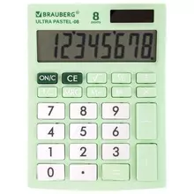 Калькулятор настольный Brauberg ULTRA PASTEL-08-LG КОМПАКТНЫЙ (154x115 мм.) 8 разрядов двойное питание МЯТНЫЙ