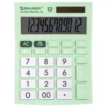 Калькулятор настольный Brauberg ULTRA PASTEL-12-LG (192x143 мм.) 12 разрядов, двойное питание, МЯТНЫЙ