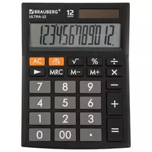 Калькулятор настольный Brauberg ULTRA-12-BK (192x143 мм.) 12 разрядов, двойное питание, черный