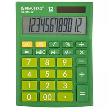 Калькулятор настольный Brauberg ULTRA-12-GN (192x143 мм.) 12 разрядов, двойное питание, зеленый