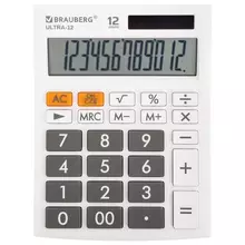 Калькулятор настольный Brauberg ULTRA-12-WT (192x143 мм.) 12 разрядов двойное питание белый