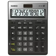 Калькулятор настольный CASIO GR-120-W (210х155 мм.) 12 разрядов двойное питание черный МЕТАЛЛИЧЕСКАЯ ВЕРХЯЯ ПАНЕЛЬ