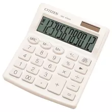 Калькулятор настольный CITIZEN  КОМПАКТНЫЙ (124х102 мм.) 12 разрядов двойное питание белый