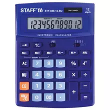 Калькулятор настольный Staff STF-888-12-BU (200х150 мм.) 12 разрядов двойное питание синий
