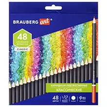 Карандаши художественные цветные Brauberg Art Classic 48 цветов МЯГКИЙ грифель 33 мм.