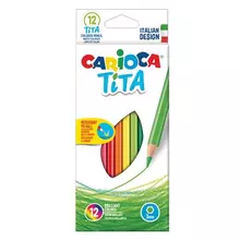 Карандаши цветные CARIOCA "Tita" 12 цветов пластиковые грифель 3 мм. шестигранные