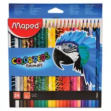 Карандаши цветные Maped (Франция) "Color'Peps Animals'" 24 цвета трехгранные заточенные