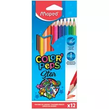 Карандаши цветные Maped (Франция) "Color'Peps Star" 12 цветов трехгранные заточенные
