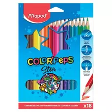 Карандаши цветные Maped (Франция) "Color'Peps Star" 18 цветов трехгранные заточенные