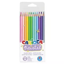 Карандаши цветные пастельные CARIOCA "Pastel" 12 цветов шестигранные заточенные ПВХ чехол