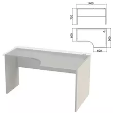 Каркас стола эргономичного "Этюд" 1400х900х750 мм. правый серый