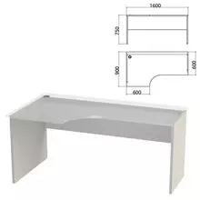 Каркас стола эргономичного "Этюд" 1600х900х750 мм. левый серый