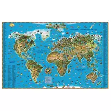 Карта настенная для детей "Мир" размер 116х79 см. ламинированная