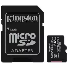 Карта памяти microSDXC 512 GB Kingston Canvas Select Plus UHS-I U3,100 Мб/с (class 10) адаптер
