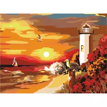 Картина по номерам 40х50 см. Остров cокровищ "Морской закат" на подрамнике акриловые краски 3 кисти